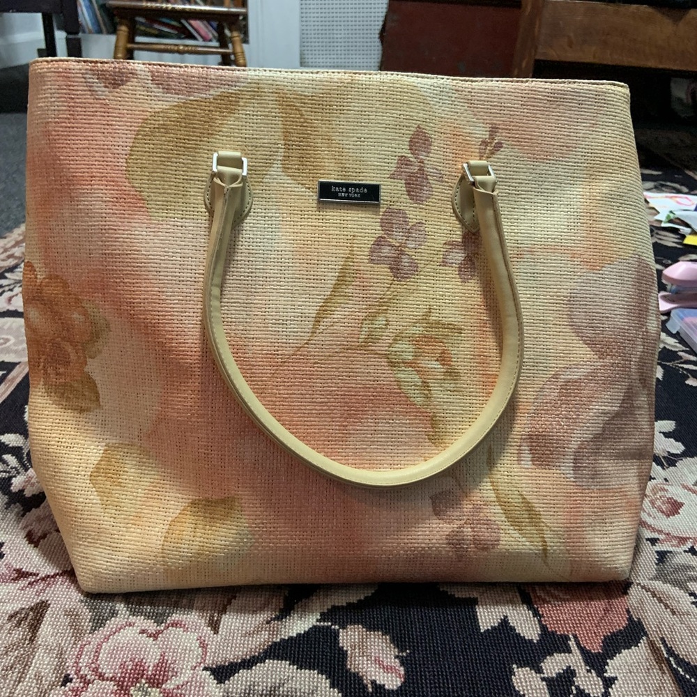 Kate Spade Floral Straw tote bag!